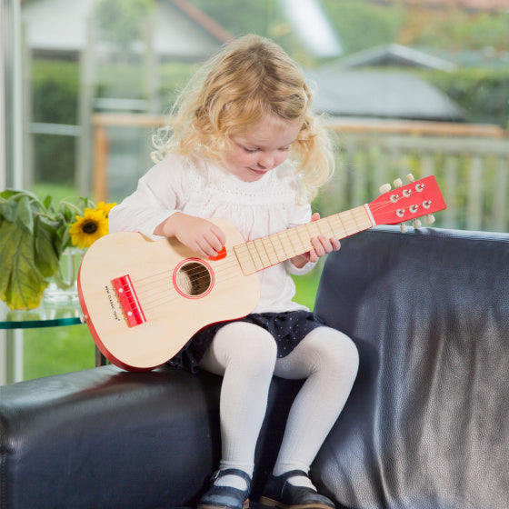 gitaar De Luxe junior 64 cm lichtbruin/rood