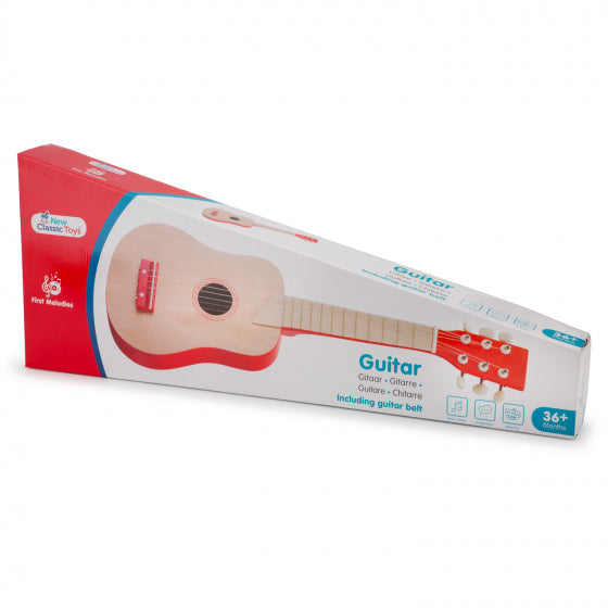 gitaar De Luxe junior 64 cm lichtbruin/rood