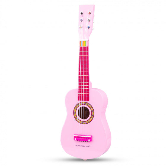 gitaar 60 cm junior hout roze 4-delig