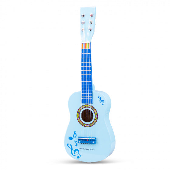 gitaar Muzieknoten 60 cm junior hout blauw 4-delig