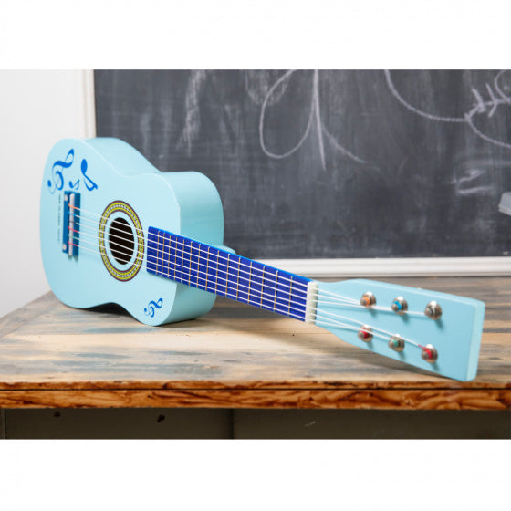 gitaar Muzieknoten 60 cm junior hout blauw 4-delig