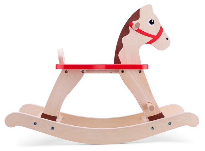 hobbelpaard junior 78 x 32 cm hout blank/rood