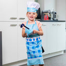 kookschortset junior 28 cm textiel blauw 3-delig