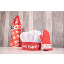 kookschortset junior 28 cm textiel rood 3-delig