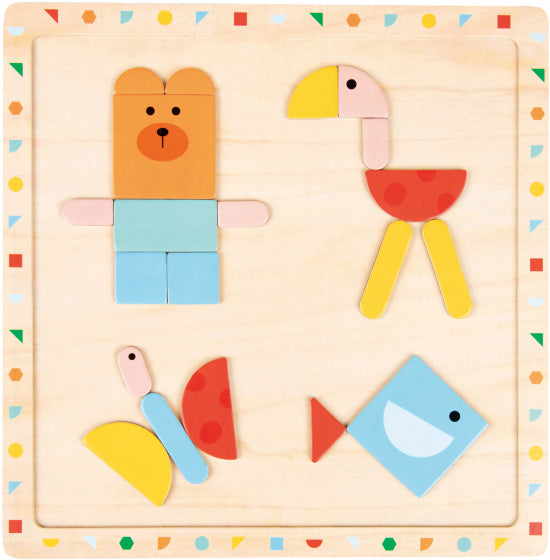 magneetpuzzel 30 x 30 cm hout naturel 4-delig