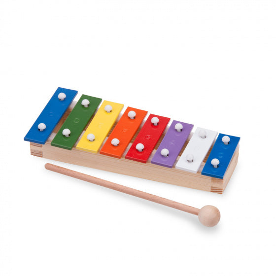 mini-metallofoon 8-toons 26 cm hout/staal 3-delig