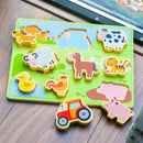 vormenpuzzel Chunky Farm junior hout 9 stukjes