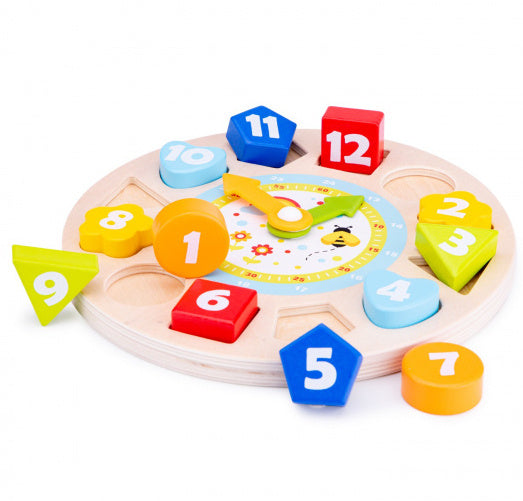 puzzelklok Educational 22 x 22 cm hout 4-delig