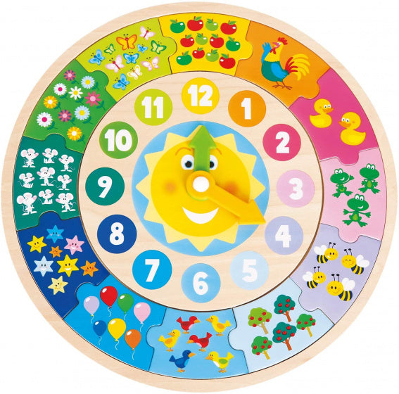 puzzelklok junior 30 cm hout 13-delig