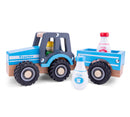 tractor Little Driver 24 cm hout blauw 4-delig