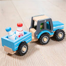 tractor Little Driver 24 cm hout blauw 4-delig