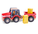 tractor Little Driver 24 cm hout rood 4-delig
