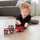 tractor Little Driver 24 cm hout rood 4-delig