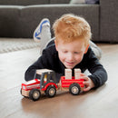 tractor Little Driver 24 cm hout rood 4-delig