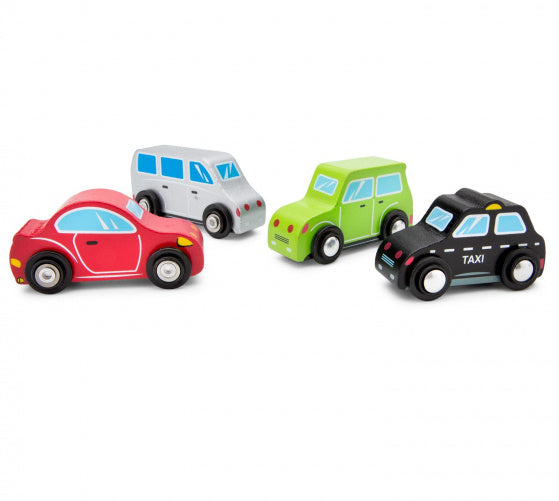 voertuigenset junior hout rood/groen/wit 4-delig