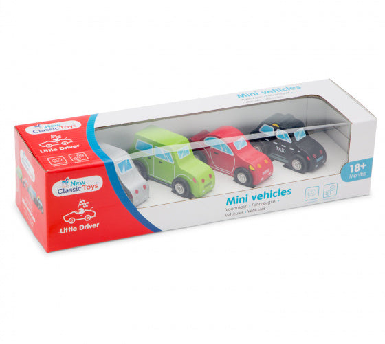 voertuigenset junior hout rood/groen/wit 4-delig