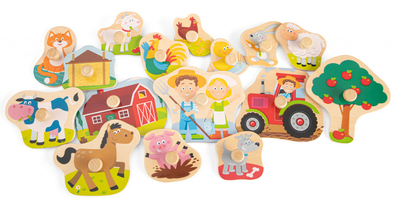 vormenpuzzel boerderij junior hout 17-delig