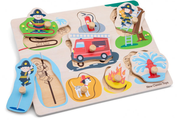 vormenpuzzel brandweer junior hout 9-delig