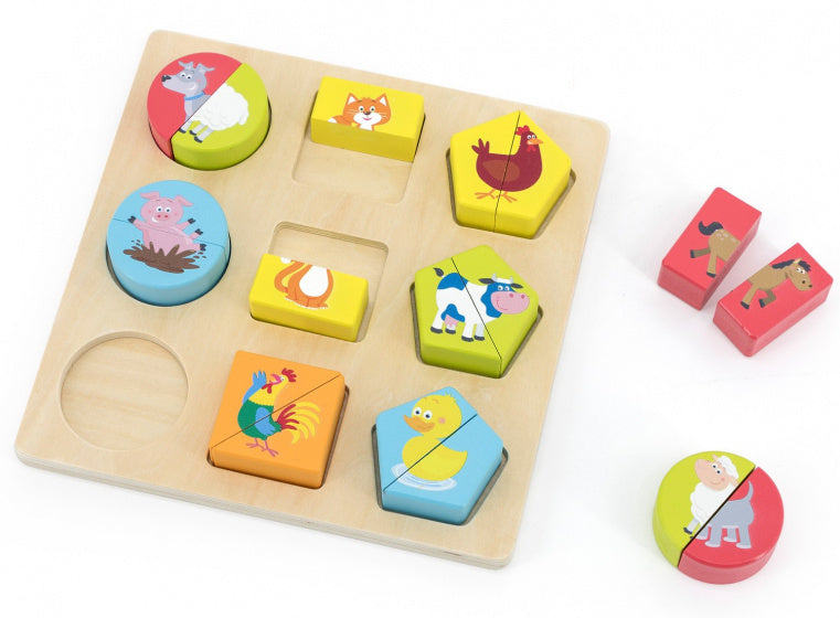 vormenpuzzel dieren junior hout 19-delig