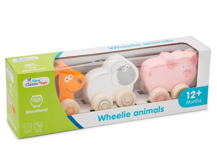 wheelie Farm Animals hout roze/oranje 3-delig