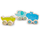 wheelie Safari Animals hout groen/blauw 3-delig