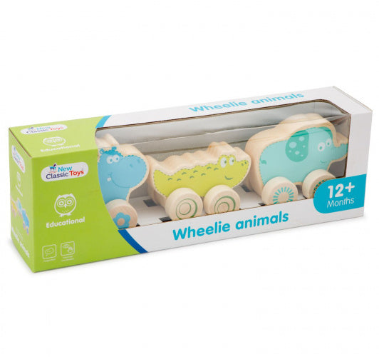 wheelie Safari Animals hout groen/blauw 3-delig