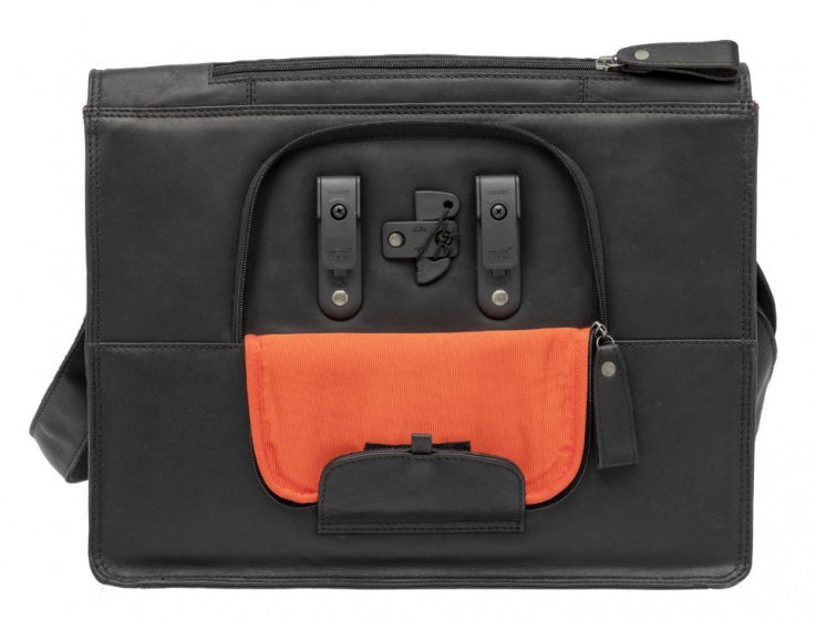 Fietstas New Looxs Fellini 18 liter 40 x 15 x 32 cm - gemaakt van luxe leder - zwart