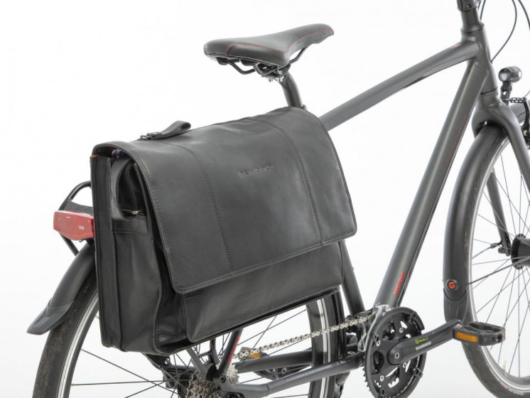 Fietstas New Looxs Fellini 18 liter 40 x 15 x 32 cm - gemaakt van luxe leder - zwart