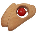 houten rammelaar konijn 11 cm blank/rood