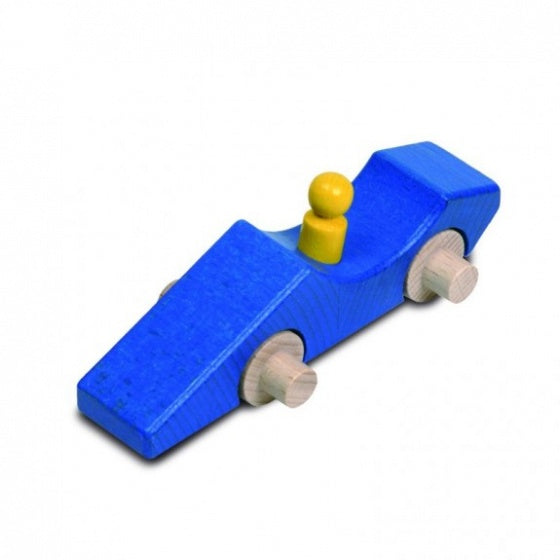 racewagen 14 cm hout blauw