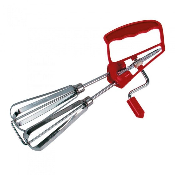 slagroomklopper 27 x 16 cm rood/blank staal