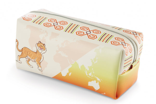 etui Wild Friends junior 21 cm polyester oranje/groen