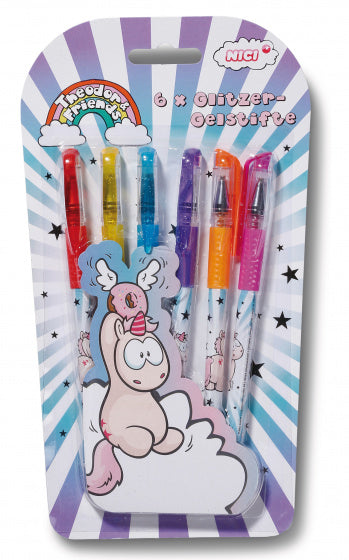 gelpen Theodor & Friends junior roze/turquoise 6 stuks