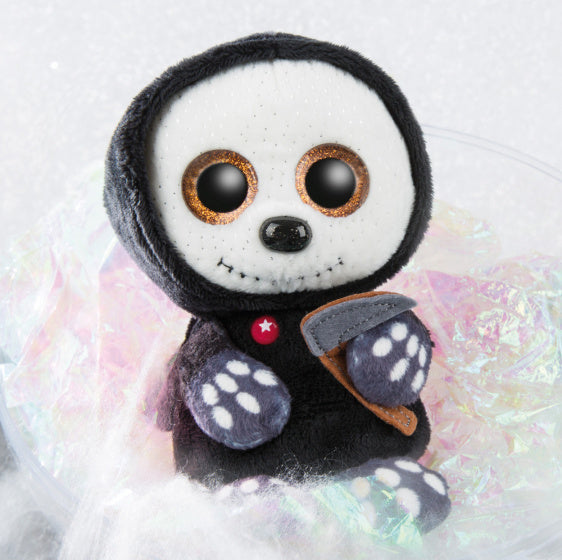 griezelknuffel Glubschis Sanito junior 15 cm zwart/wit
