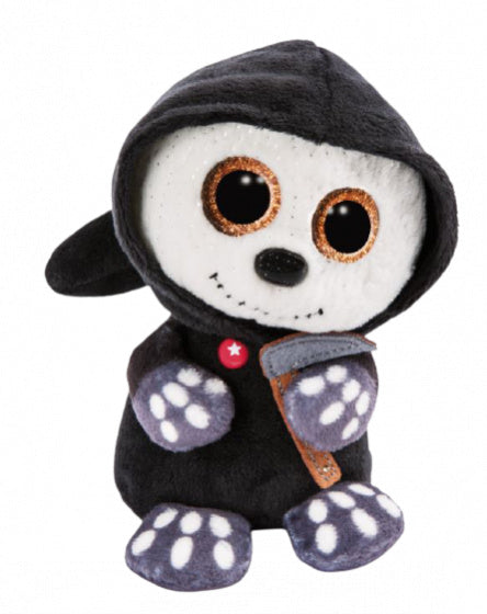 griezelknuffel Glubschis Sanito junior 15 cm zwart/wit