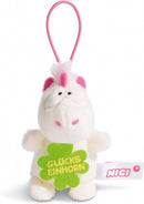 knuffelhanger Eenhoorn Geluk junior 8 cm polyester wit