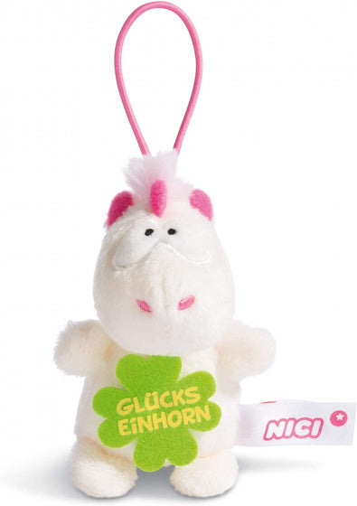 knuffelhanger Eenhoorn Geluk junior 8 cm polyester wit