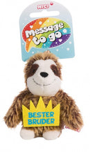 knuffelhanger Luiaard broer junior 10 cm polyester bruin