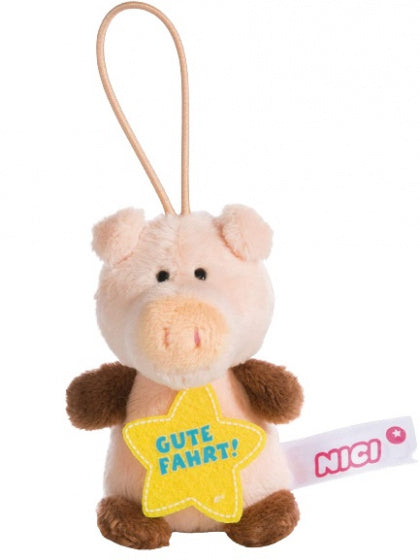 knuffelhanger Varken Rit junior 9,5 cm polyester roze