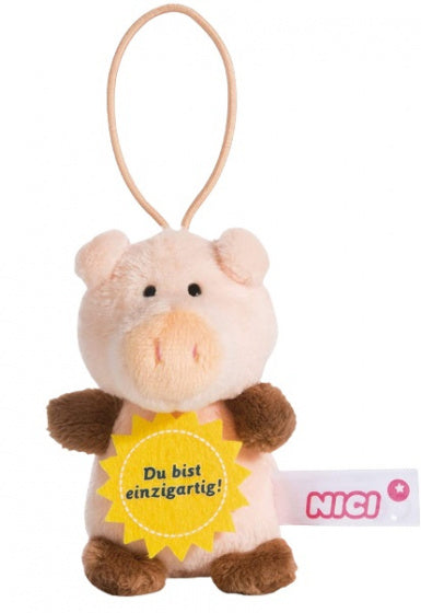 knuffelhanger Varken Uniek junior 9,5 cm polyester roze