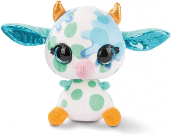 knuffel fantasiekoe junior 16 cm pluche blauw/wit