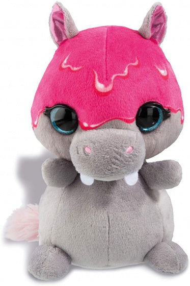 knuffel fantasienijlpaard junior 22 cm pluche grijs/roze
