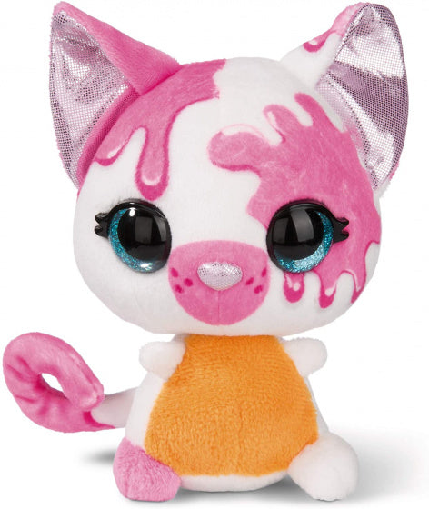 knuffelkat junior 12 cm pluche roze/oranje
