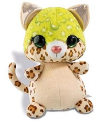 knuffel luipaard junior 12 cm pluche bruin/lime