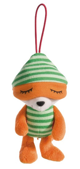 knuffel met hanger vos Finjo 14 cm pluche oranje