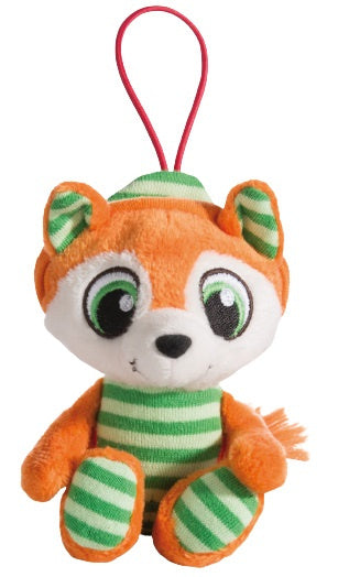 knuffel met hanger vos Finjo 14 cm pluche oranje