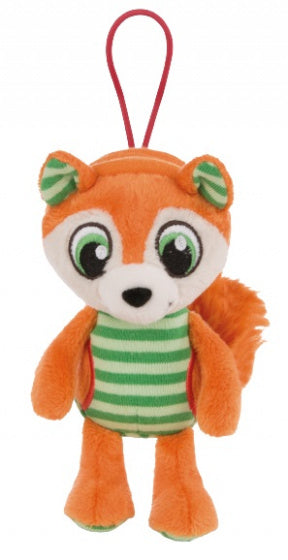 knuffel met hanger vos Finjo 14 cm pluche oranje