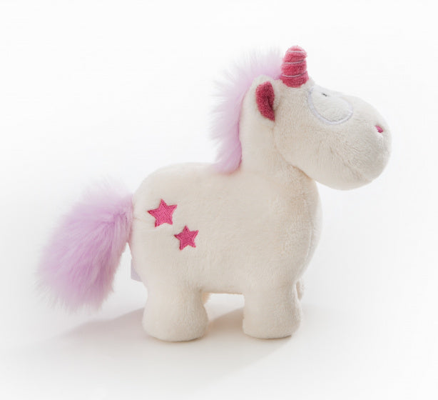 knuffel Theodor junior 32 cm fleece/polyester roze/wit