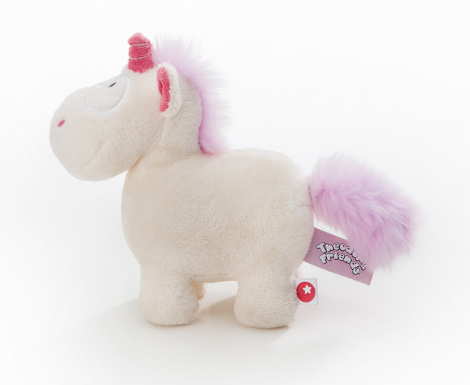 knuffel Theodor junior 22 cm fleece/polyester roze/wit