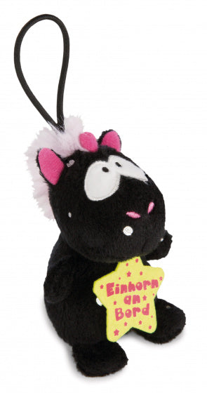 knuffel Unicorn Carbon junior pluche 8 cm zwart/geel